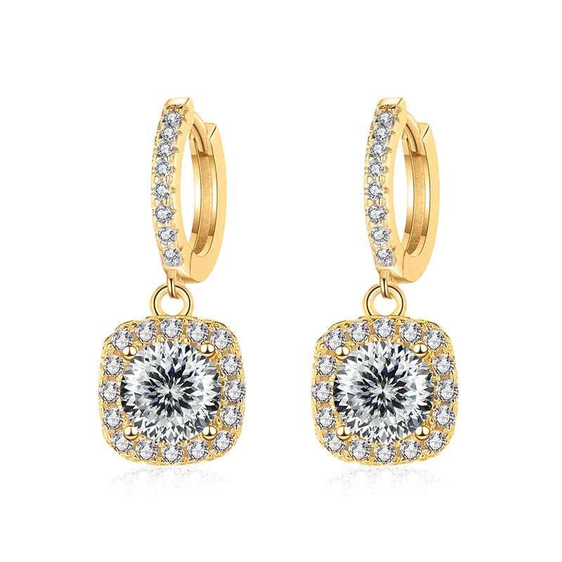 JoyceJelly 1ct GRA Certified Moissanite Earrings Color VVS D Solid Sterling Silver 925 18K Gold Plated