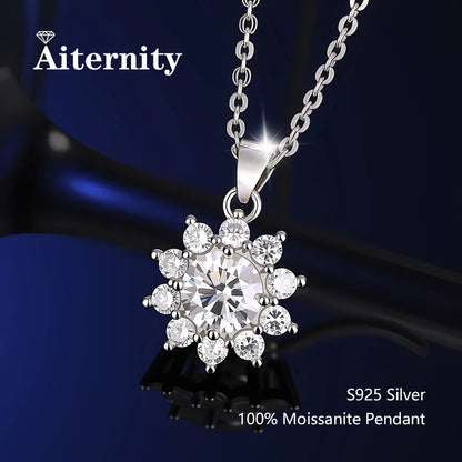 GRA Certificate 100% Real Moissanite Pendant Necklace D Color 1 Carat for Women Wedding Bridal S925 Sterling Silver Fine Jewelry