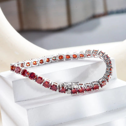 GRA Certified 5mm Red Color Moissanite Tennis Bracelet For Women S925 Silver Gem Bracelet Plated 18K Fine Jewelry Gift