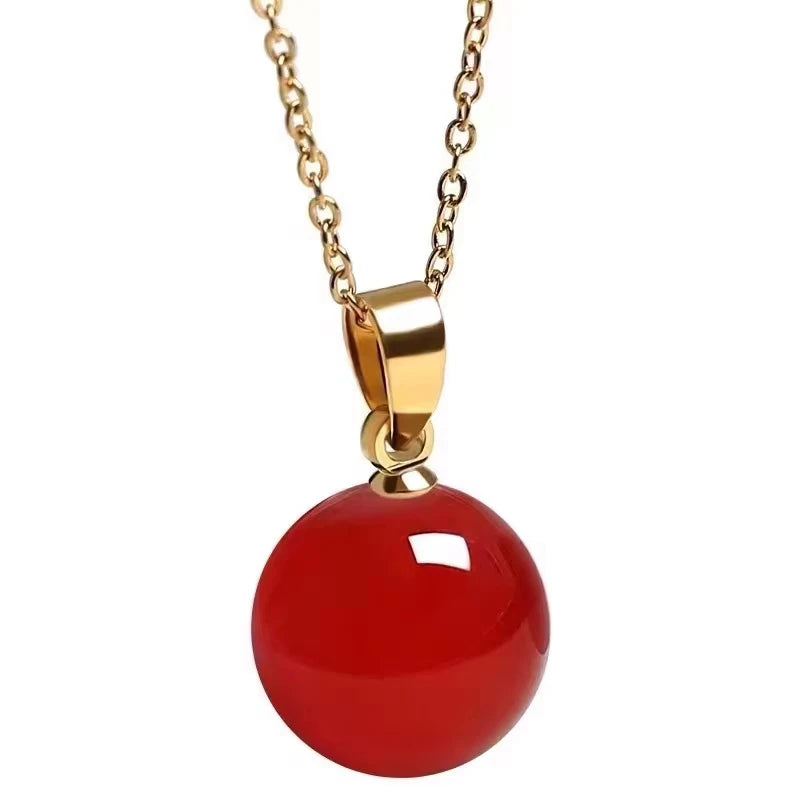 XF800 New Real 18K Gold Pendant Necklace Red Agate Fine Jewelry Pure Au750 Chain Vintage Anniversary Gift For Women X054