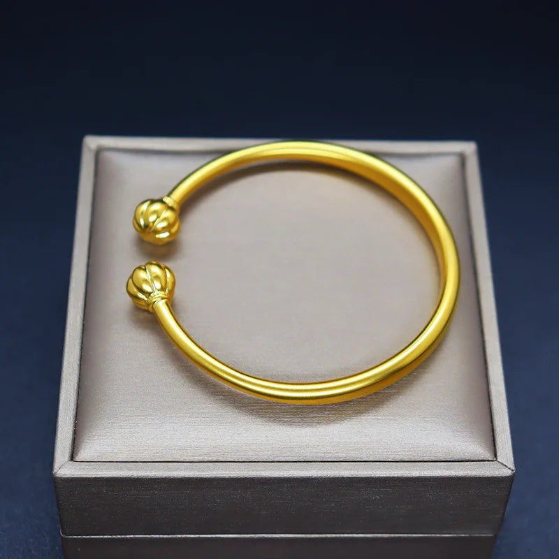 High quality AU999 gold bracelet, women's fashionable temperament 24K gold charm open bracelet jewelry gift