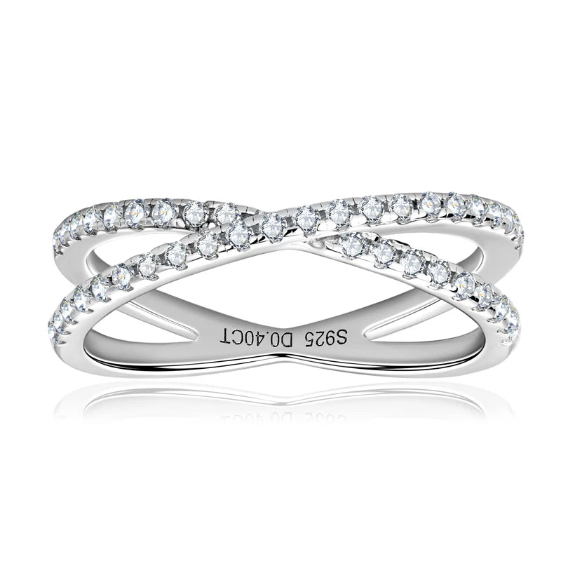 RAPRGOLD GRA Certified Moissanite Rings for Women Girls Solid 925 Sterling Silver Cross Ring Fine Accessories Fine Jewelry Gifts