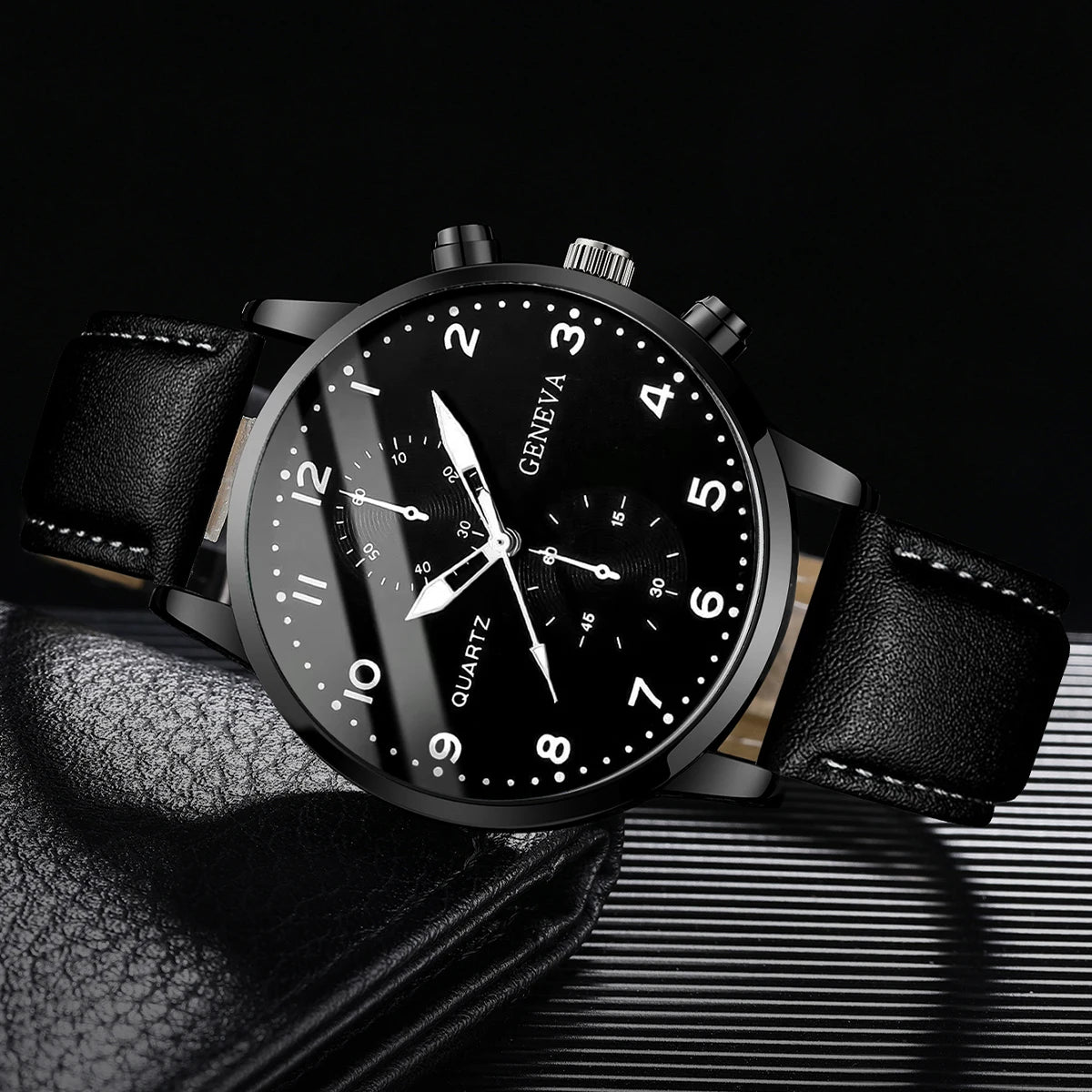 RUNERR Set Orologio da Uomo Nero