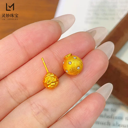 24K Gold &amp; Moissanite Ball Earrings