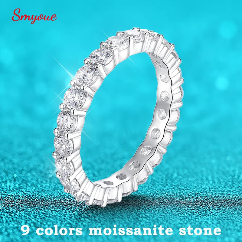 Smyoue 3mm Certified Moissanite Rings for Women Full Diamond Sparkling Bride Jewelry Wholesale 100% 925 Sterling Silver