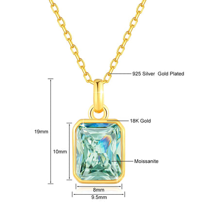 8*10mm Moissanite Necklace Real 18K Gold Pendant Colored Gemstone  for Women Anniversary Valentine&