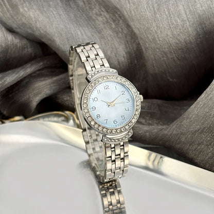 Women Curved Convex Glass Stainless Steel Watch