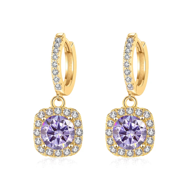 JoyceJelly 1ct GRA Certified Moissanite Earrings Color VVS D Solid Sterling Silver 925 18K Gold Plated