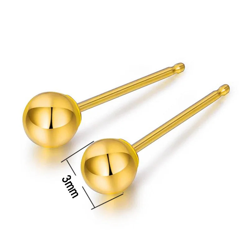18K Gold Bead Stud Earring