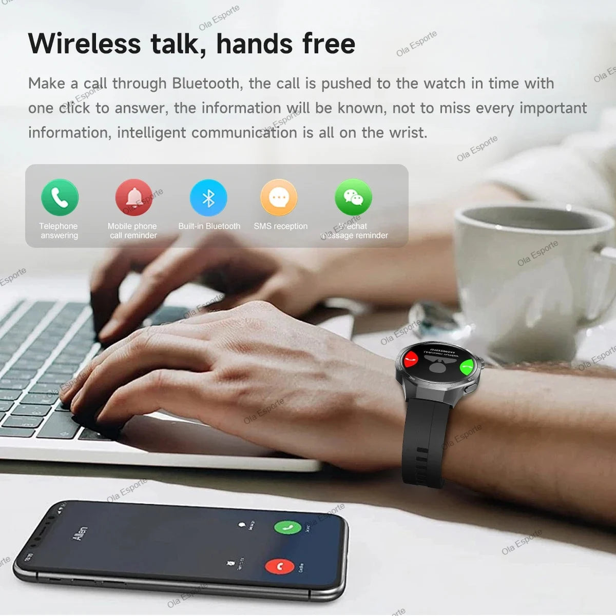 OLA ESPORTE Round Unisex Smart Watch for Android or iOS