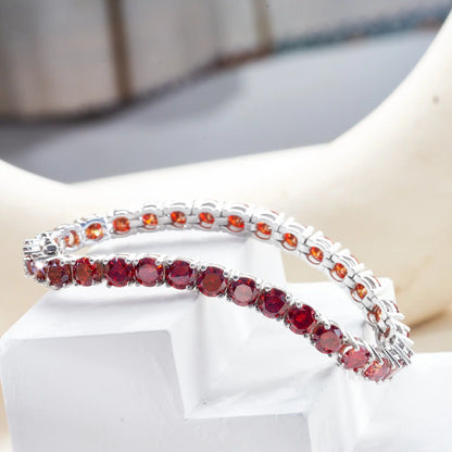 GRA Certified 5mm Red Color Moissanite Tennis Bracelet For Women S925 Silver Gem Bracelet Plated 18K Fine Jewelry Gift