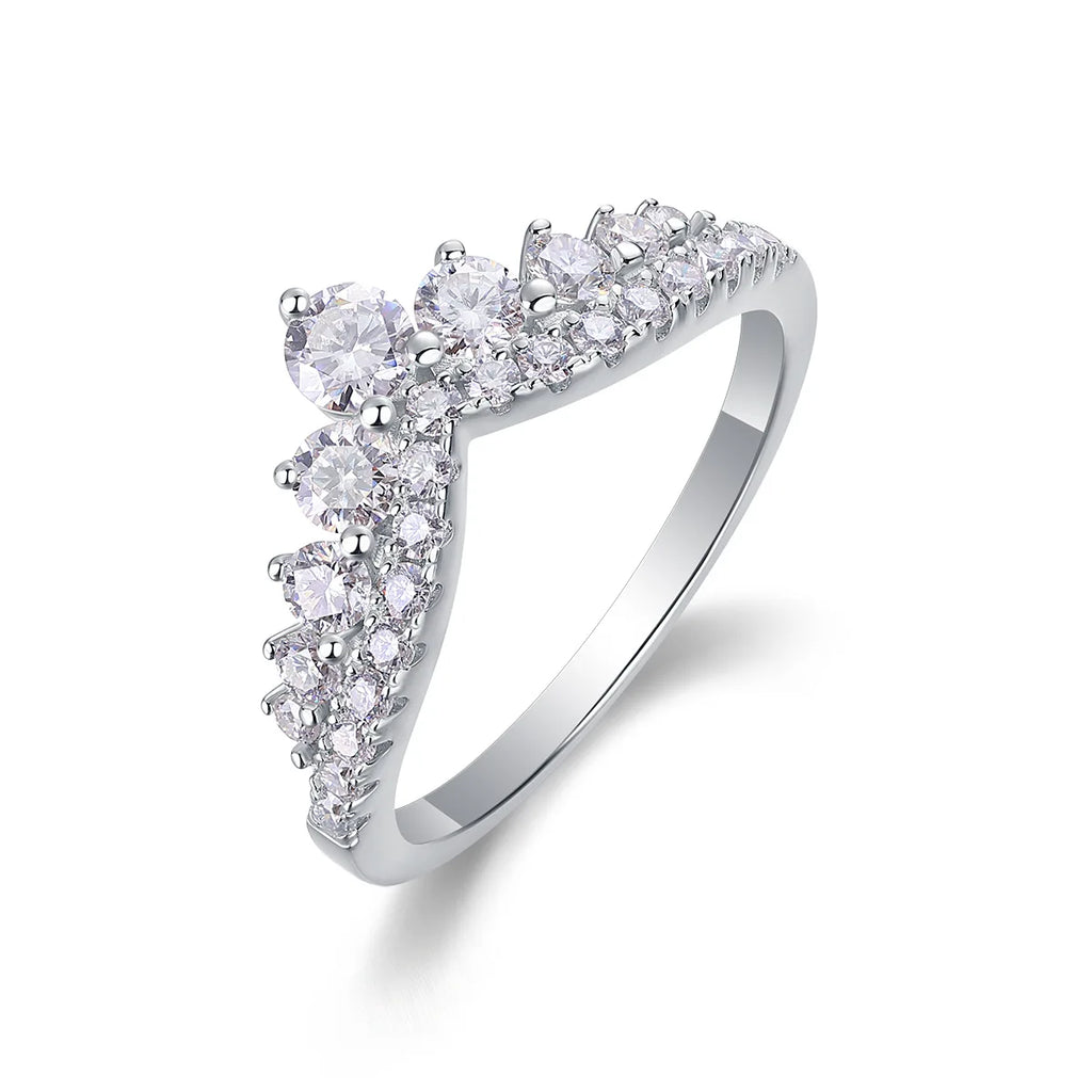 COSFIX D Color Moissanite Ring Round Cut Moissanite Rings for Women Luxury 925 Silver Women's Full Moissanite Rings
