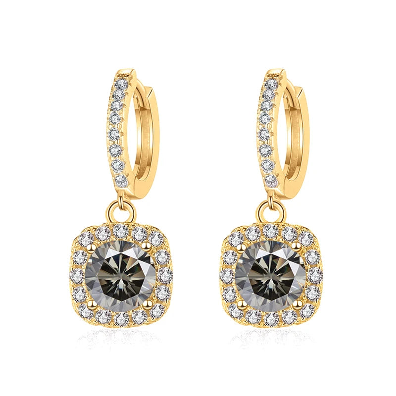 JoyceJelly 1ct GRA Certified Moissanite Earrings Color VVS D Solid Sterling Silver 925 18K Gold Plated