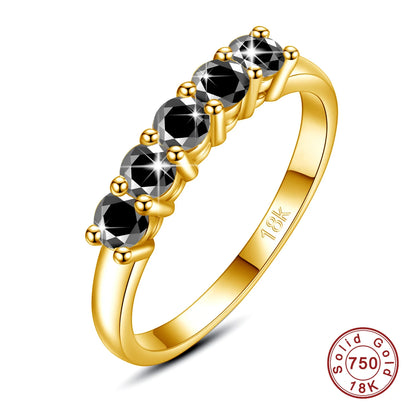 18K Gold &amp; Moissanite Half Eternity Band