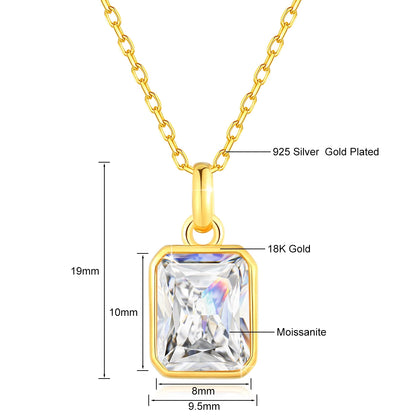 8*10mm Moissanite Necklace Real 18K Gold Pendant Colored Gemstone  for Women Anniversary Valentine&