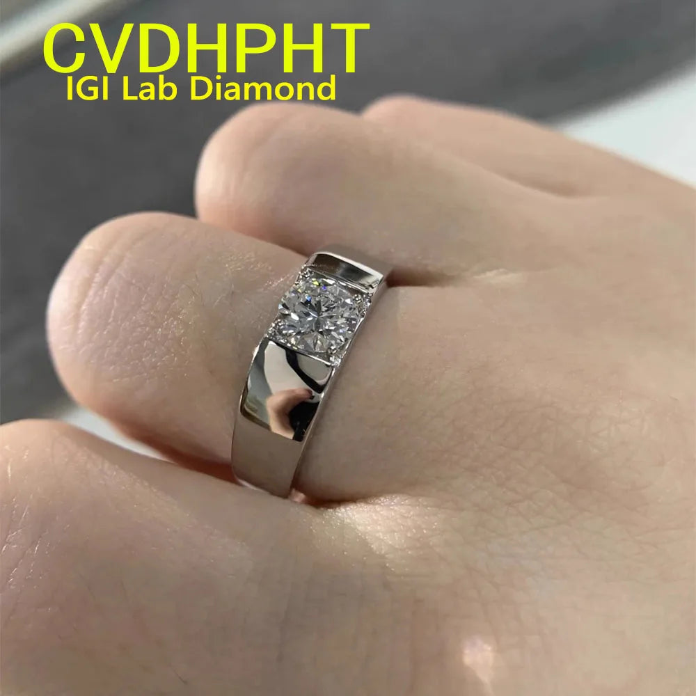 14K Gold and Lab Grown Diamond Mens Ring