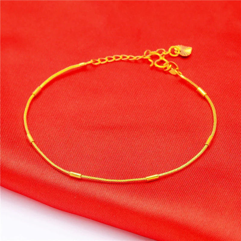 24K Pure Gold Bracelet For Women AU999 Real Gold Leaf Chain Bracelet Luxury Fine Jewelry Wedding Party Gift