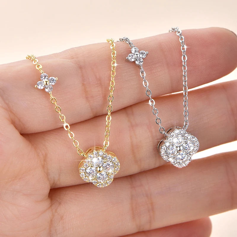 OXTAO Moissanite Earrings Pendant Necklace Set