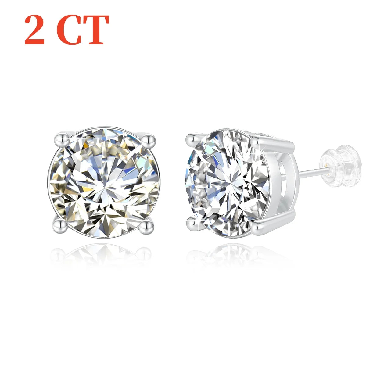 18K Gold Moissanite Bezel Stud Earrings