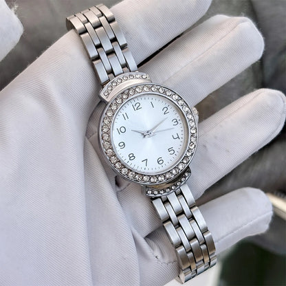 Women Curved Convex Glass Stainless Steel Watch
