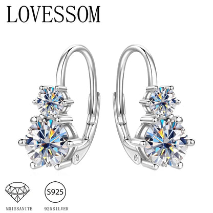 A pair of 925 silver 1.3 carat*2 moissanite earrings, simple and versatile for everyday use, autumn and winter holiday gifts