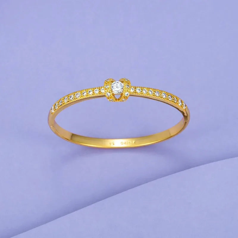 AU999 Gold Bracelet Diamond Clamps Bracelet Women's Simple Light Bracelet 24K Real Gold Bracelet Jewelry