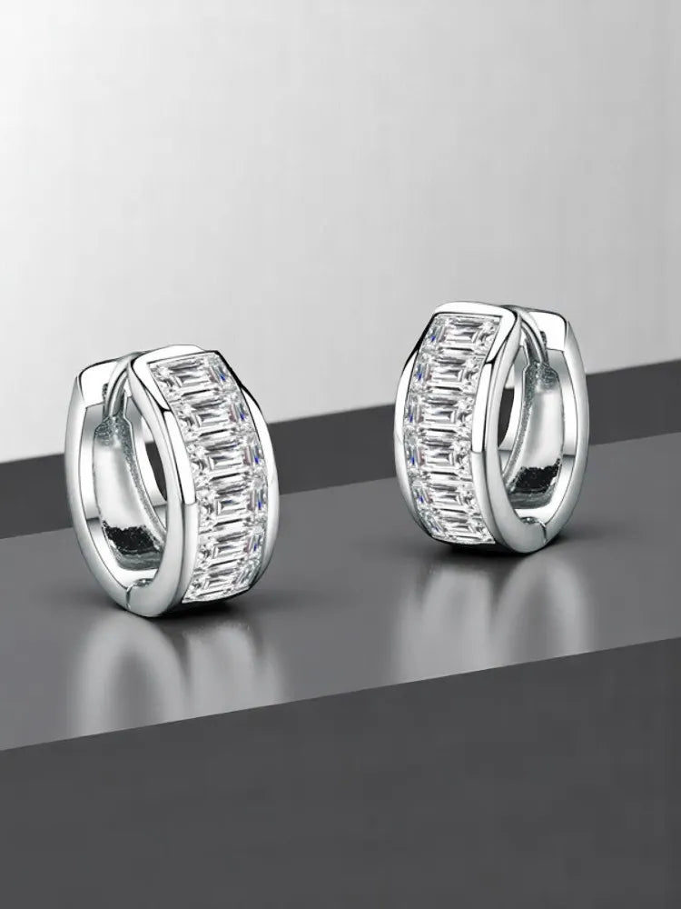 925 silver earrings  Certified Moissanite Rectangular High-end Personalized Light luxury Earrings is suitable for daily wear