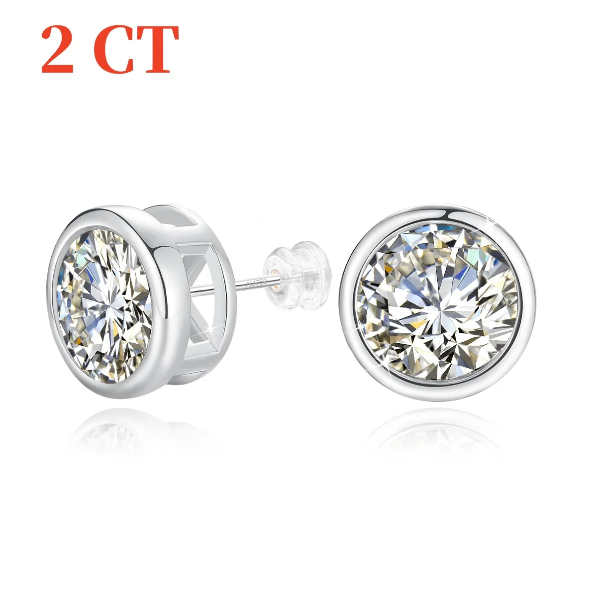 18K Gold Moissanite Bezel Stud Earrings