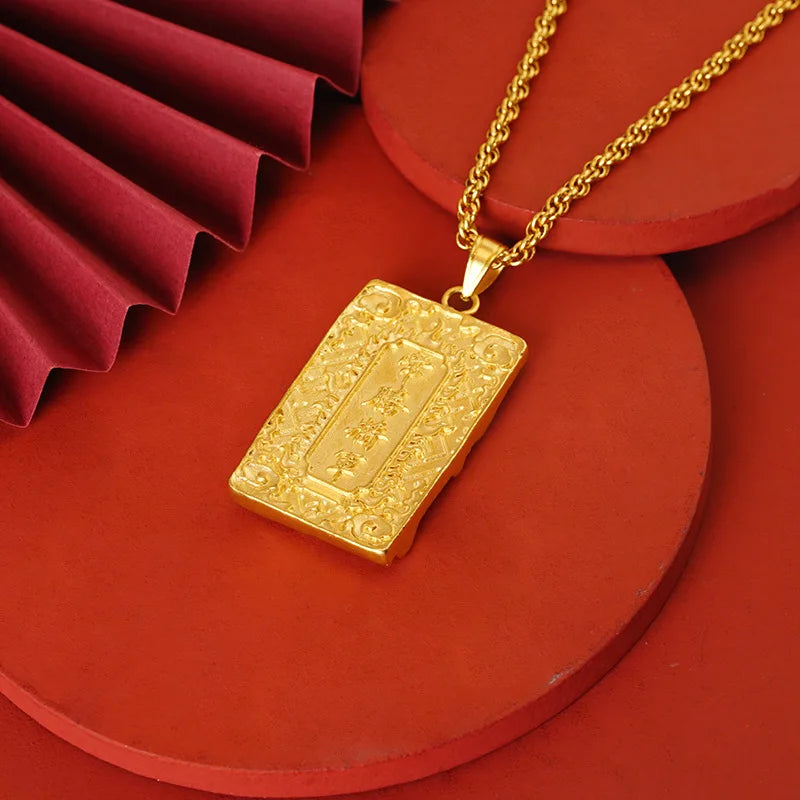 Luxury 24K 9999 Pure Gold real gold Men's Pendant Changsheng General Fu Brand Necklace Pendant
