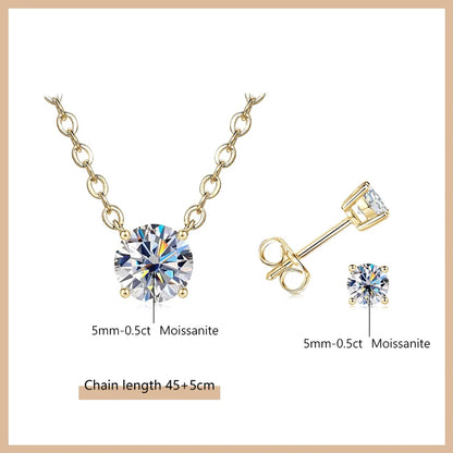 OXTAO Moissanite Earrings Pendant Necklace Set