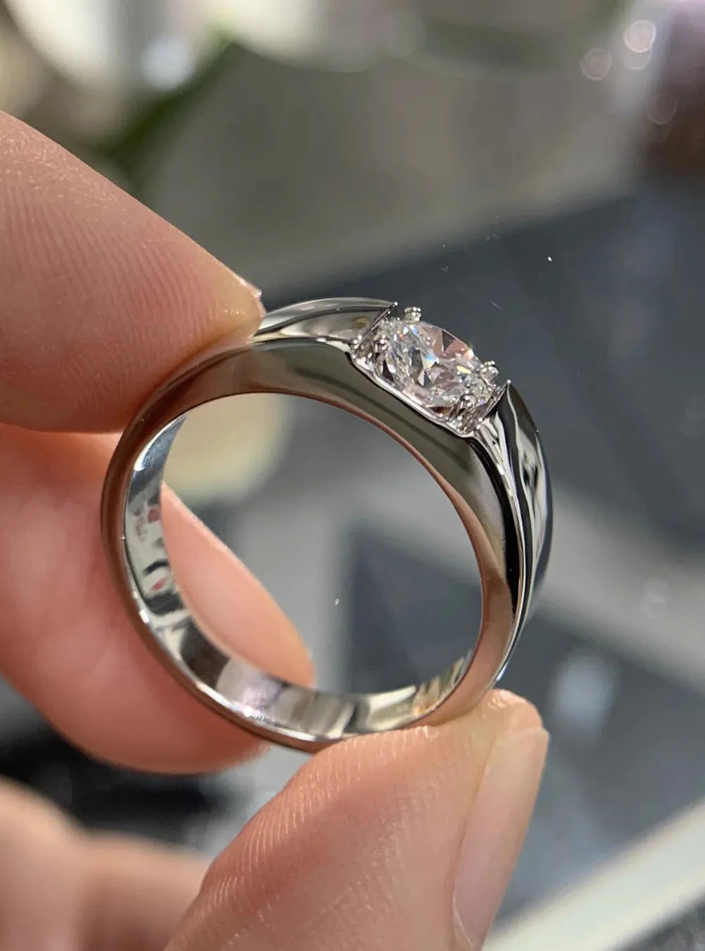 14K Gold and Lab Grown Diamond Mens Ring