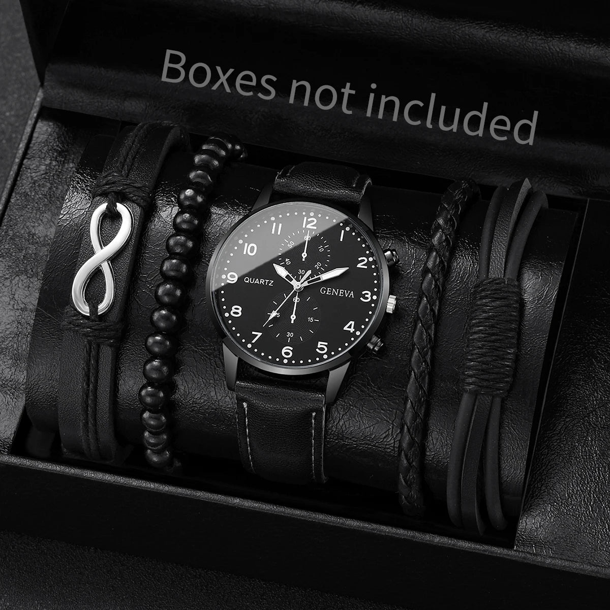 RUNERR Set Orologio da Uomo Nero