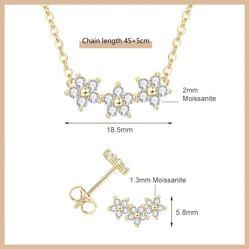 OXTAO Moissanite Earrings Pendant Necklace Set