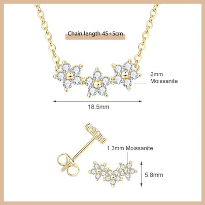 OXTAO Moissanite Earrings Pendant Necklace Set
