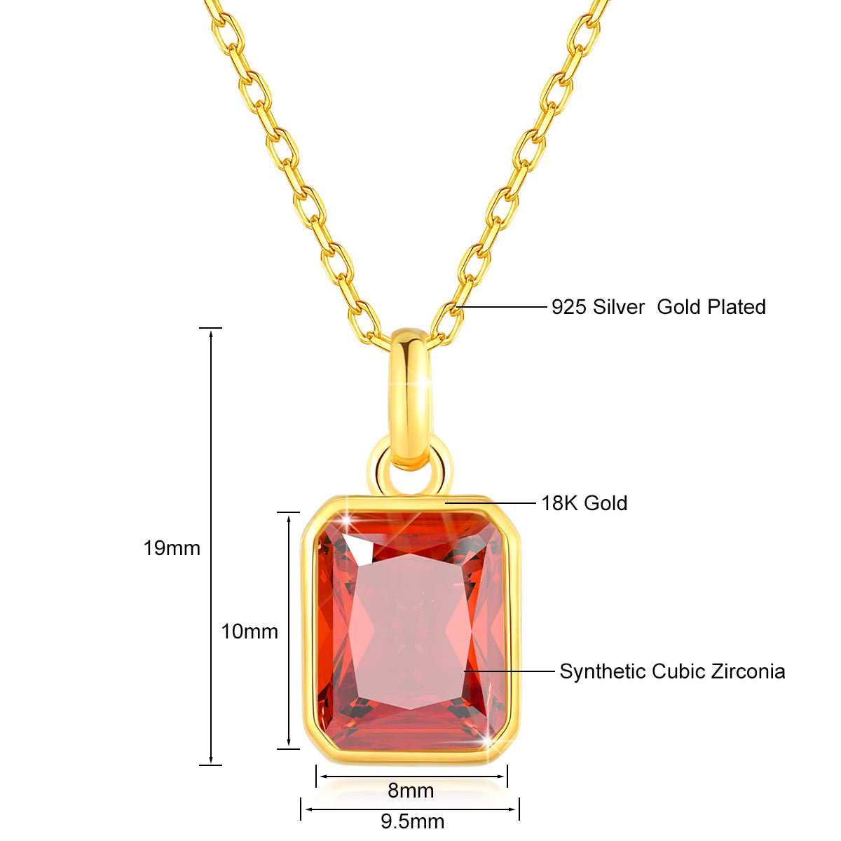 8*10mm Moissanite Necklace Real 18K Gold Pendant Colored Gemstone  for Women Anniversary Valentine&
