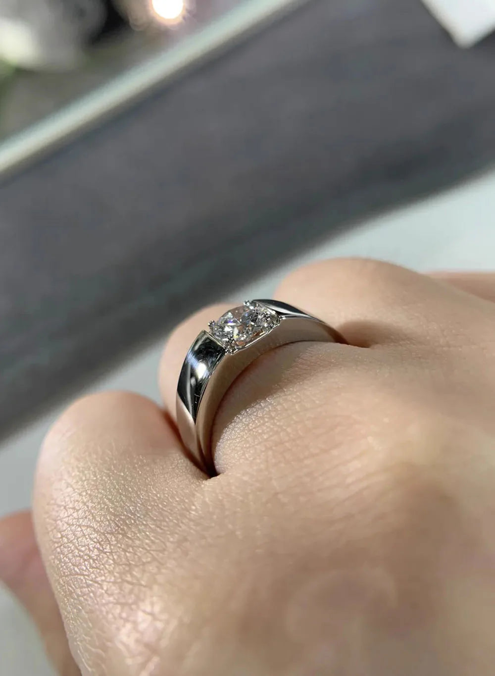 14K Gold and Lab Grown Diamond Mens Ring