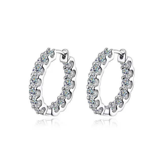 Hoop Moissanite Earrings for Women GRA Certified 2mm D VVS1 s925 Sterling Silver Plated 18k White Gold Diamond Wedding Earring