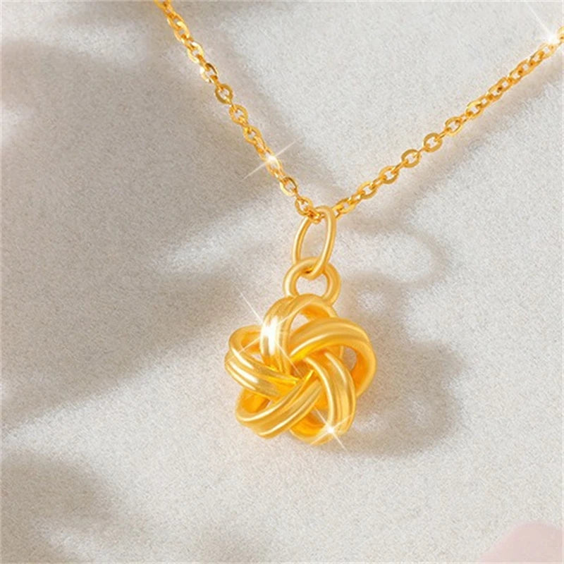 999 Pure Gold Pendant Necklace Real 24K Gold Hexagram Pendant for Women Fine Jewelry Wedding Gift