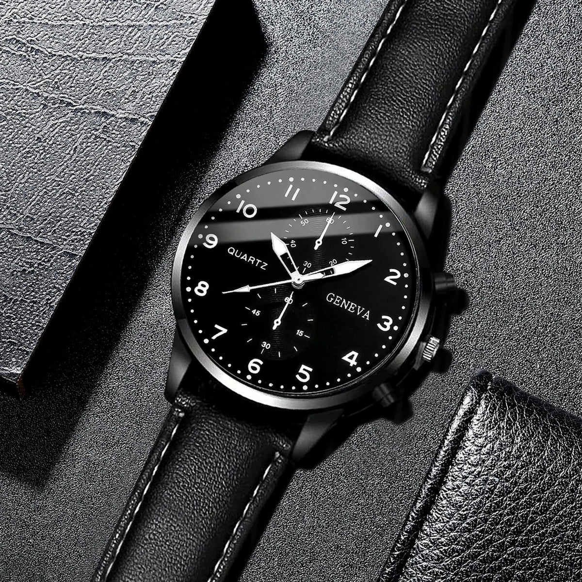 RUNERR Set Orologio da Uomo Nero