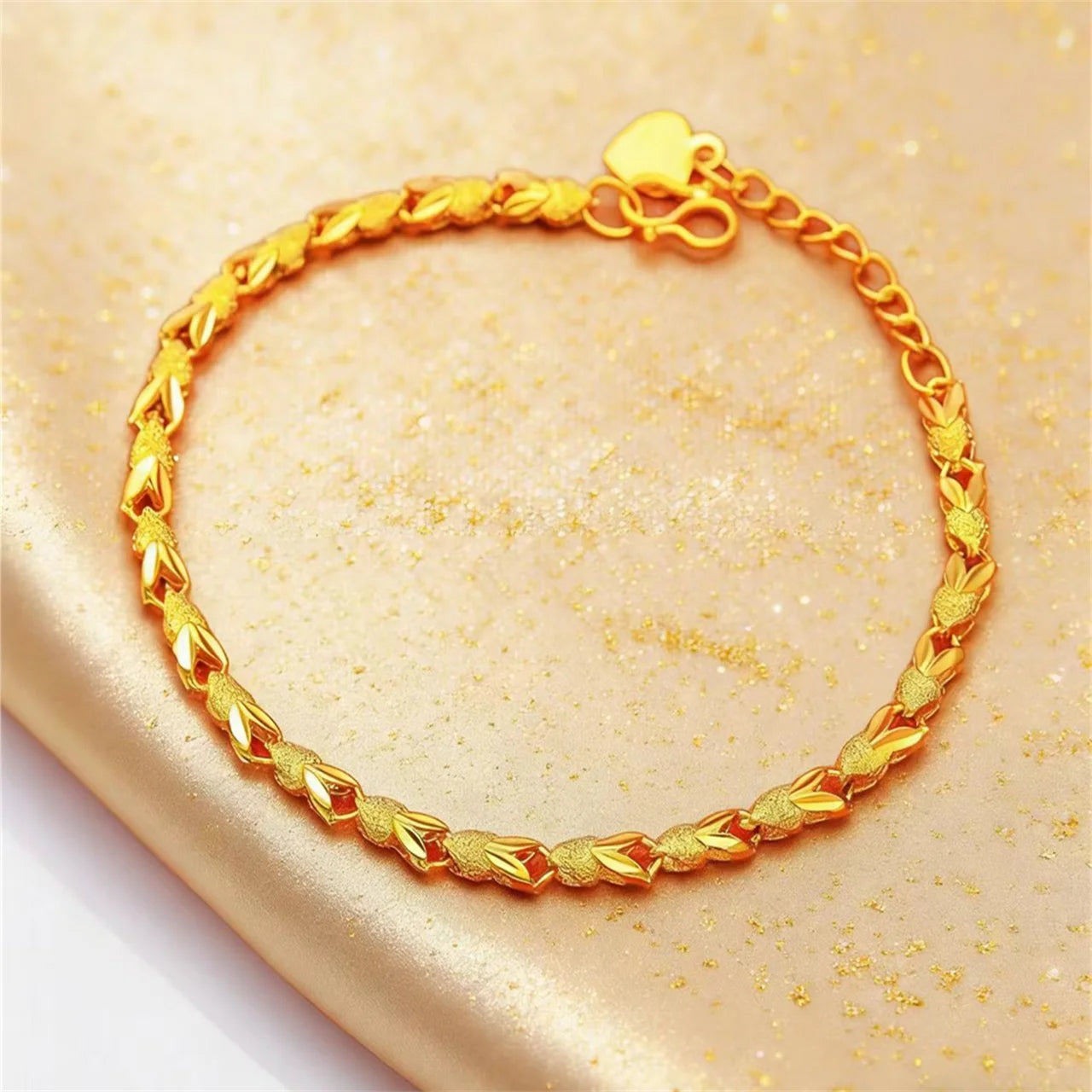 24K Pure Gold Bracelet For Women AU999 Real Gold Leaf Chain Bracelet Luxury Fine Jewelry Wedding Party Gift