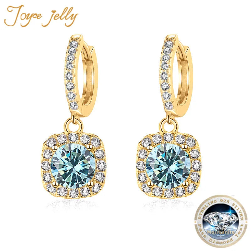 JoyceJelly 1ct GRA Certified Moissanite Earrings Color VVS D Solid Sterling Silver 925 18K Gold Plated