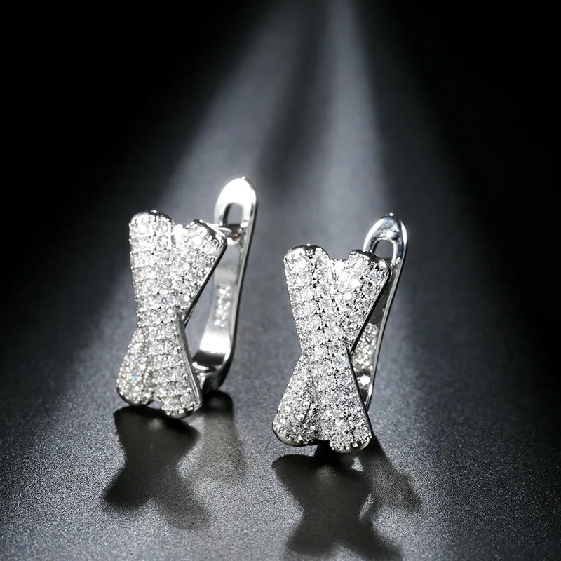 New 925 Sterling Silver Earrings Moissanite Beautiful Fashion for Women Wedding Jewelry Classic Female Accessories Gifts party