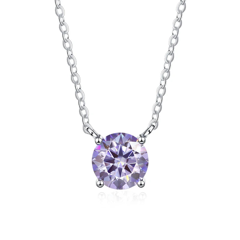 NEETIM Colorful 925 Sterling Silver &amp; Moissanite Necklace