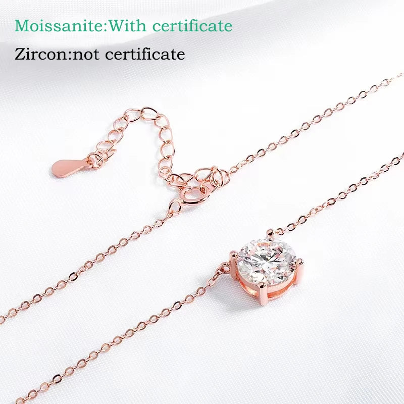 SMYOUE farbenfrohe 1–5 ct Halskette aus Roségold mit Moissanit