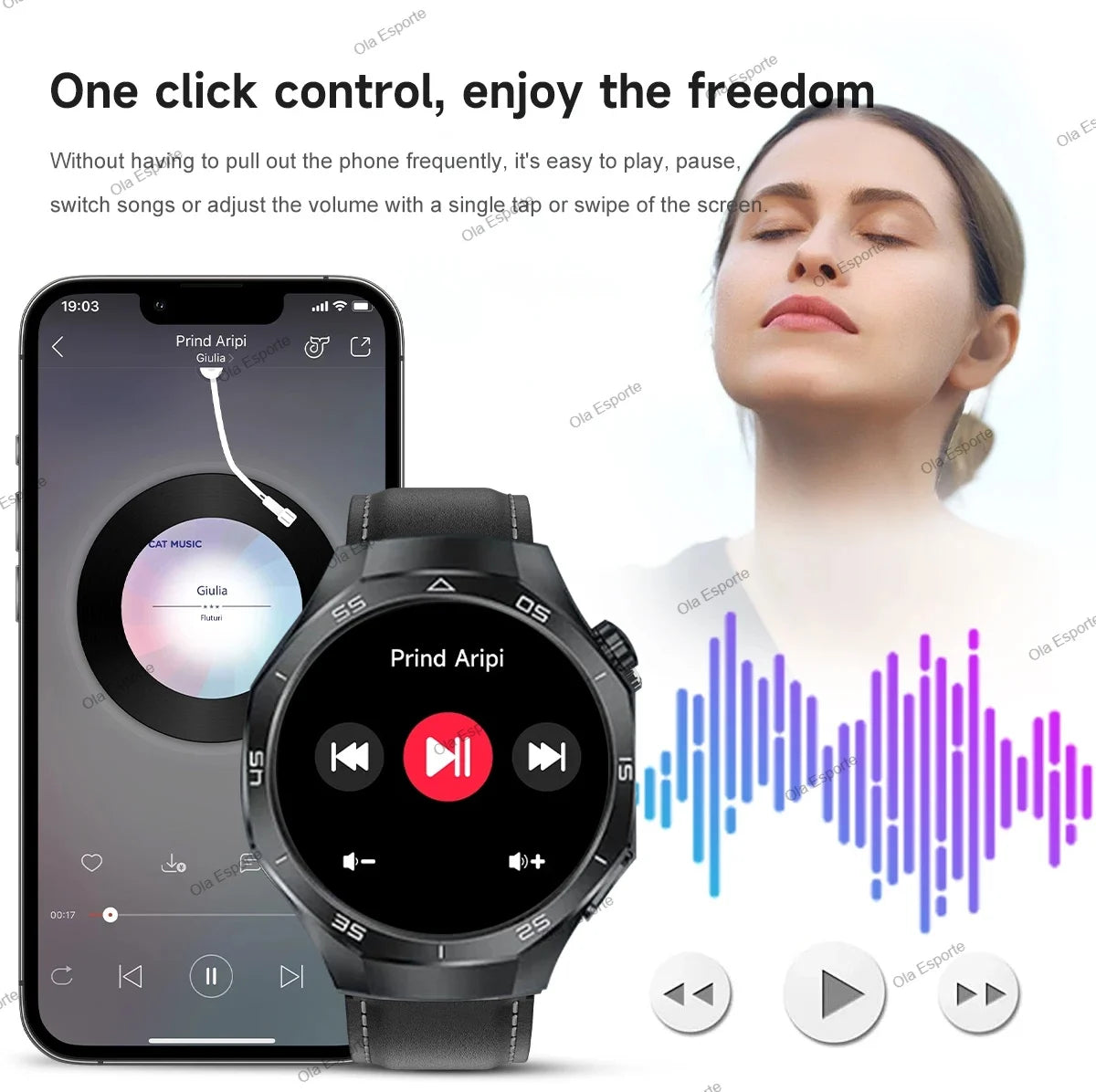 OLA ESPORTE Round Unisex Smart Watch for Android or iOS