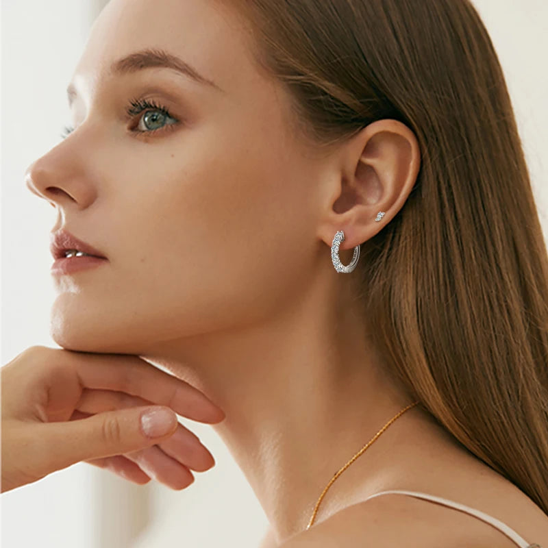 2.5mm&1.4mm&1.2mm Moissanite Earrings For Women Original 925 Sterling Silver Bling Cluster Stud Earring Delicate Charm Jewelry