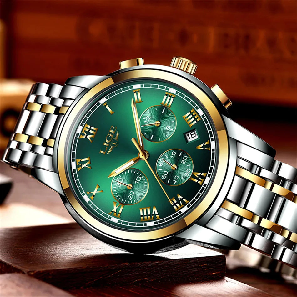 LIGE Relojes Hombre Chronograph Watch