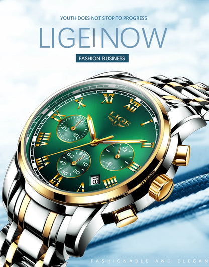 LIGE Relojes Hombre Chronograph Watch