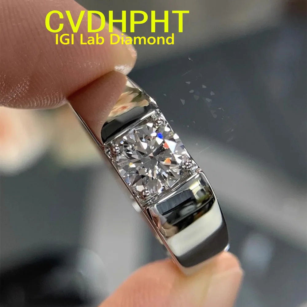 14K Gold and Lab Grown Diamond Mens Ring