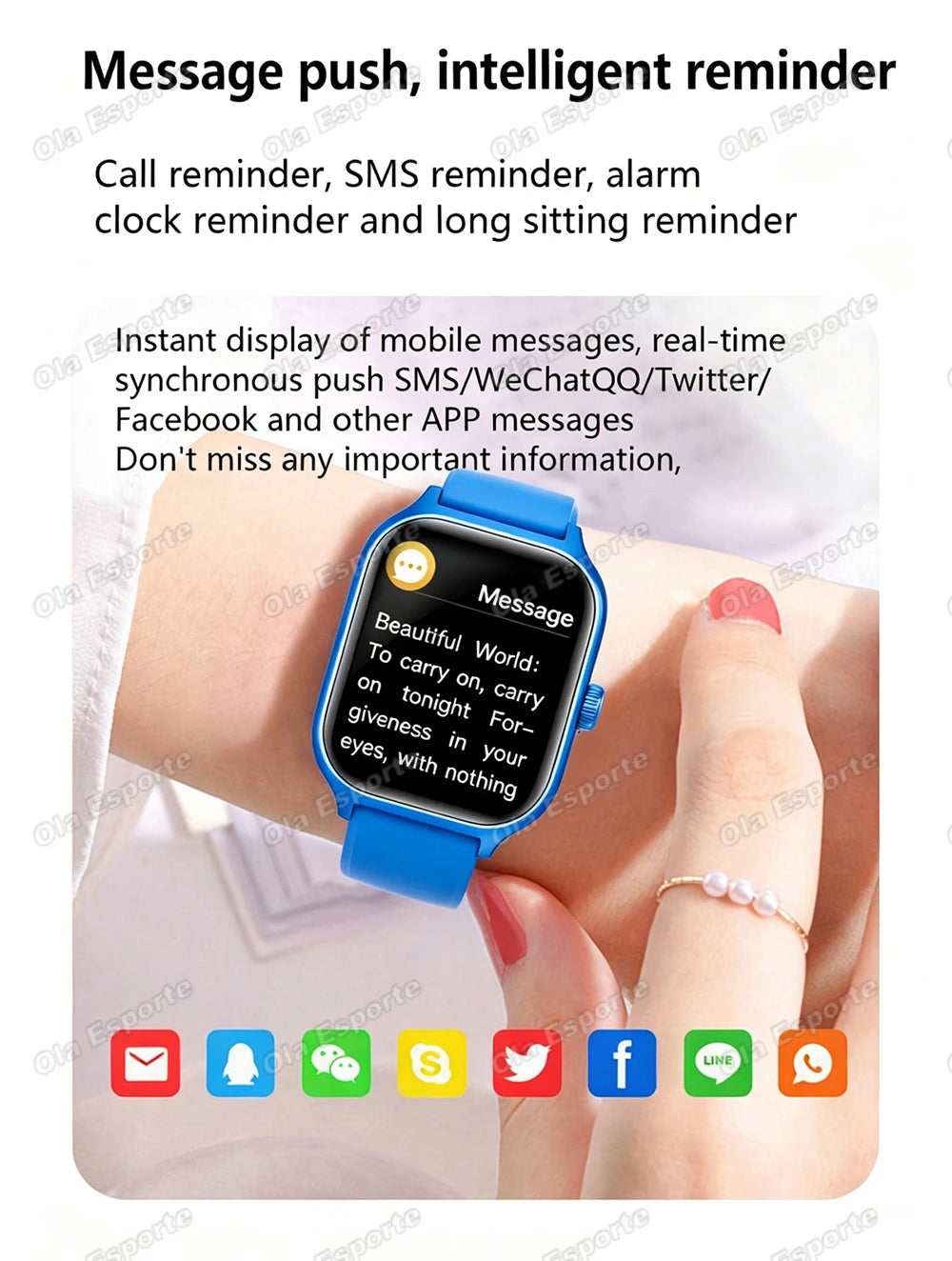 OLA ESPORTE Rectangle Unisex Smart Watch for Android or iOS